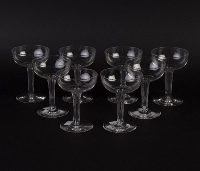 Lot 173 - Eight Victorian hollow stem Champagne glasses,...