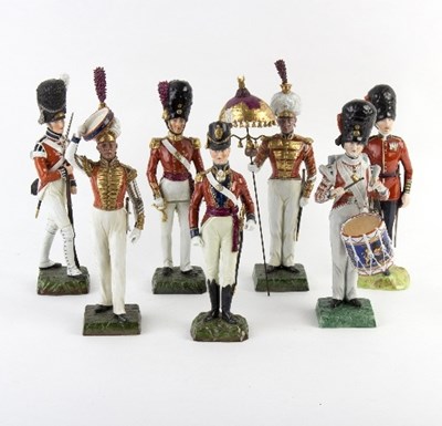 Lot 211 - Seven German porcelain figures of Coldstream...