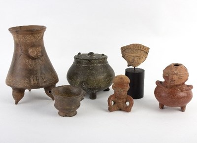 Lot 215 - Five pieces of South American pottery and a...