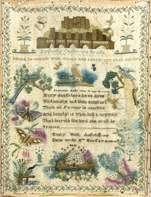 Lot 277 - A Victorian needlework sampler worked by Emily...