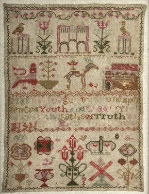 Lot 283 - A 19th Century needlework sampler (faded),...