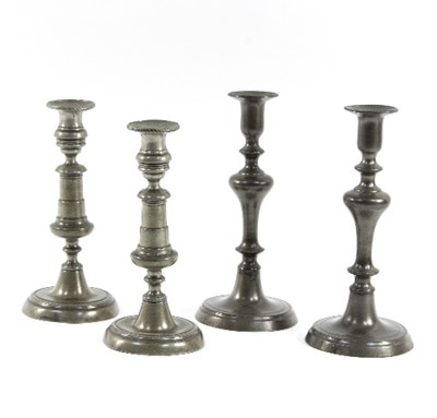 Lot 308 - Two pairs of early 19th Century pewter...