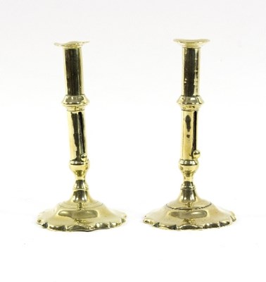 Lot 321 - A pair of 18th Century baluster brass...