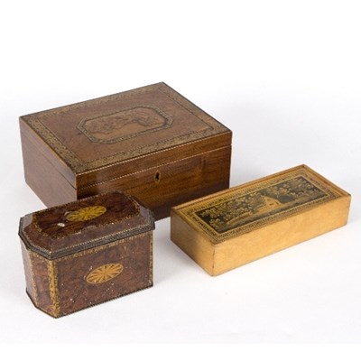 Lot 356 - A rectangular rosewood box with penwork...