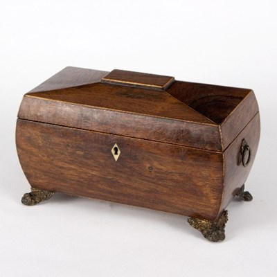 Lot 359 - A Regency rosewood sarcophagus shaped tea...