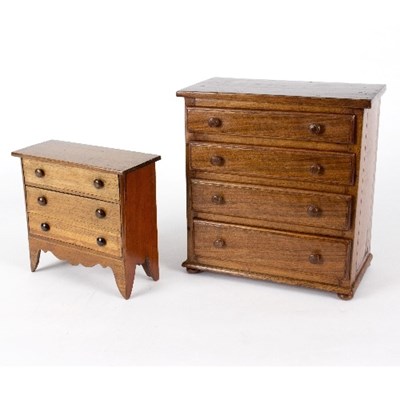 Lot 375 - A miniature four-drawer chest, 29cm wide and a...