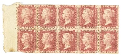 Lot 485 - 1858-79 1d red, AA-BE, Plate 182, left...