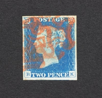 Lot 510 - Great Britain 1840 2d blue, BK, Plate 1, good...