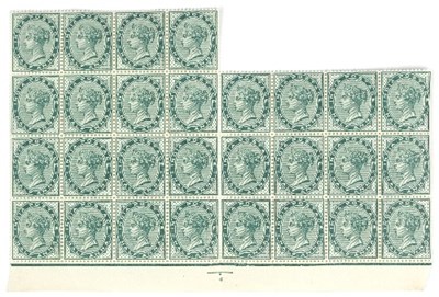 Lot 590 - India 1882-1890, a half anna stamp, deep blue...