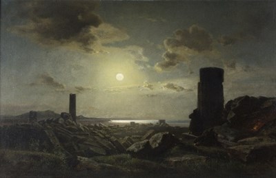 Lot 662 - August Bromeis (German 1813-1881)/Moonlight on...