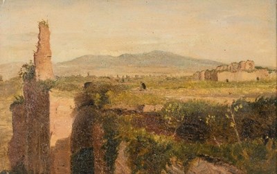 Lot 703 - J Severn/Dr Acland Sketching in Campagna/oil...