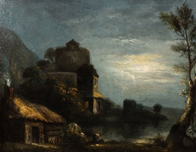 Lot 713 - Follower of Richard Wilson/Moonlit Scene/oil...