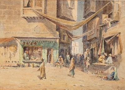 Lot 821 - J P S/Oriental Street Scene/monogrammed and...