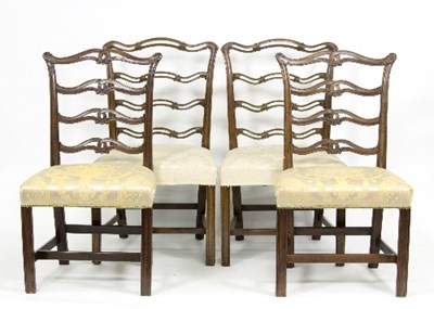 Lot 900 - Four 19th Century mahogany dining chairs, each...