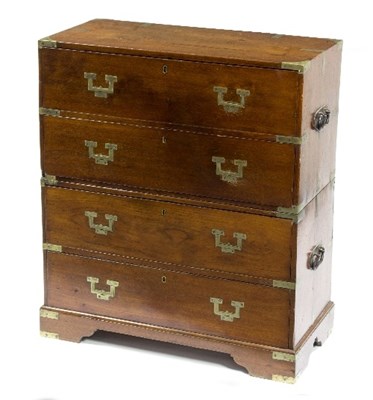 Lot 902 - A 19th Century brass bound secretaire campaign...