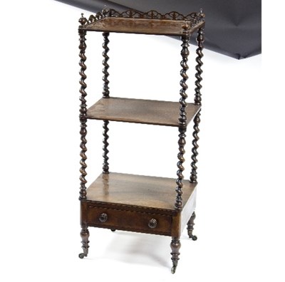 Lot 905 - A Victorian rosewood three-tier whatnot with...