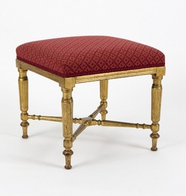 Lot 933 - An Louis XVI style upholstered stool, on...