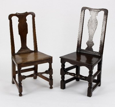 Lot 943 - An oak splat back single chair, circa 1720,...