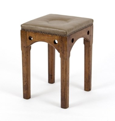 Lot 948 - A square stool with upholstered top, the beech...