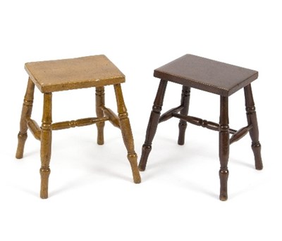 Lot 949 - Two 19th Century stools with turned legs and...