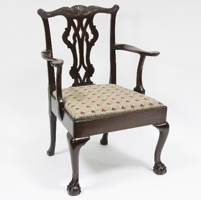 Lot 955 - A mid 18th Century mahogany armchair, with...