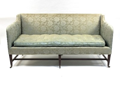 Lot 1002 - A George III square frame upholstered sofa,...