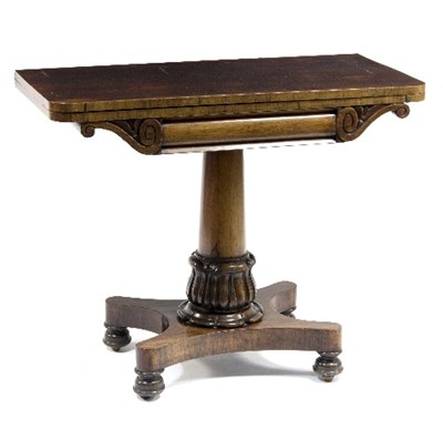 Lot 1014 - A William IV rosewood card table on a carved...