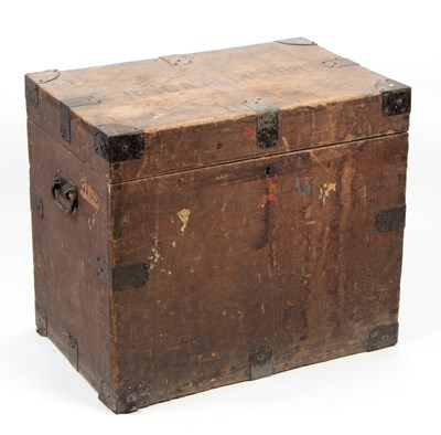 Lot 1045 - A large metal banded silver chest, 68cm...