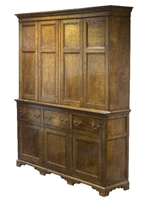 Lot 1049 - A housekeeper's oak cupboard, fitted cupboards...