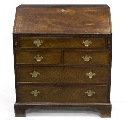 Lot 1059 - A George III mahogany bureau with fitted...