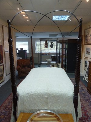 Lot 1060 - A 19th Century campaign bed, the foot columns...