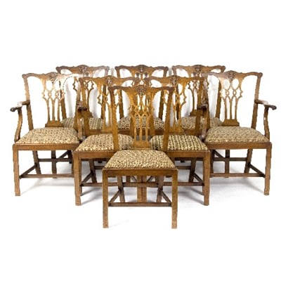 Lot 1065 - A set of eight George III style dining chairs,...