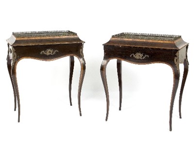 Lot 1072 - A pair of French rosewood jardini?re tables,...