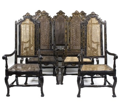 Lot 1085 - A set of William and Mary black and gilt...