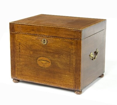 Lot 1104 - A 19th Century mahogany box, the front inlaid...