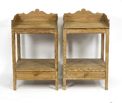 Lot 1119 - A pair of pine bedside tables, the...