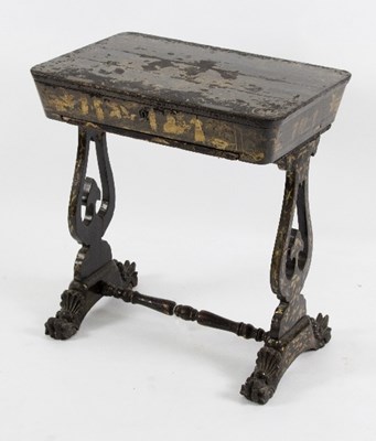 Lot 1128 - A Regency chinoiserie work table decorated in...