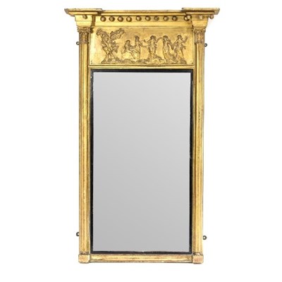 Lot 1135 - A Regency gilt framed pier glass with ball...