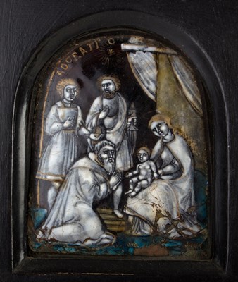 Lot 1180 - A Limoges style enamel panel, depicting the...