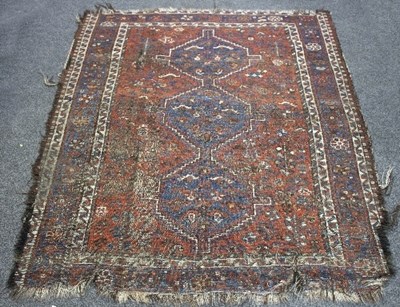 Lot 1193 - A Hamadan rug with triple pole medallion,...