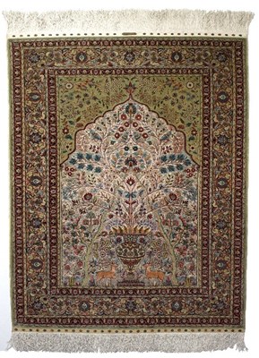 Lot 1205 - A Hereke silk and metal thread souf style...