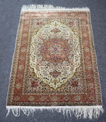 Lot 1213 - A Qum silk rug, 136cm x 102cm