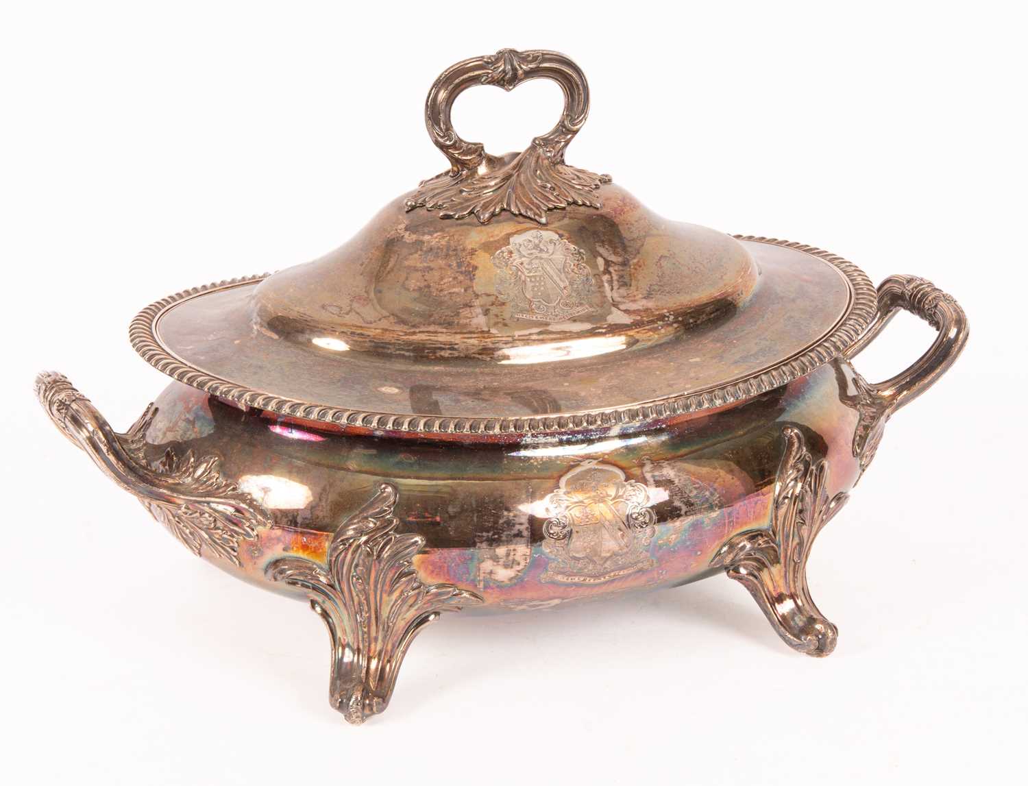 Lot 69 - An early 19th Century plated oval soup tureen and cover