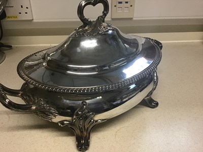 Lot 69 - An early 19th Century plated oval soup tureen and cover