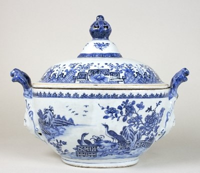 Lot 12 - A 19th Century Nankin blue and white oval...