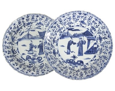 Lot 33 - A pair of Chinese blue and white porcelain...