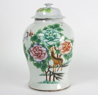 Lot 43 - A Chinese baluster jar and cover, 20th Century,...