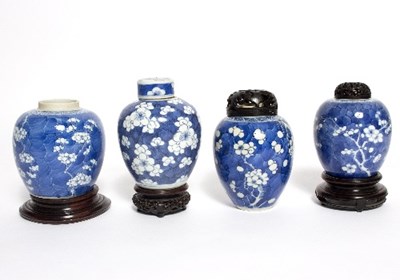 Lot 57 - A pair of Chinese blue and white vases, 19th...