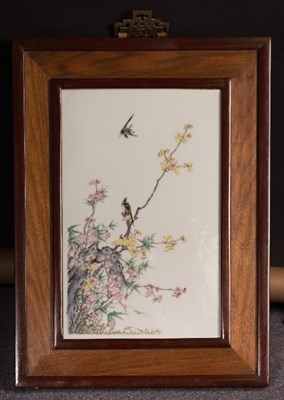 Lot 73 - A Chinese porcelain rectangular plaque,...