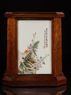 Lot 75 - Four Chinese porcelain rectangular plaques, by...